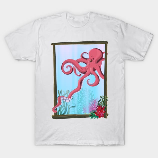 Squid under the Sea T-Shirt by nickemporium1